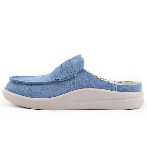KickBack Frenchy Pale Blue Suede Womens Slip On Mules