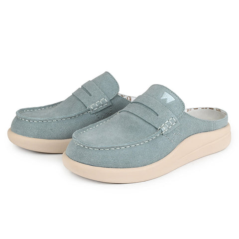 KickBack Frenchy Moonstone Blue Suede Womens Slip On Mules