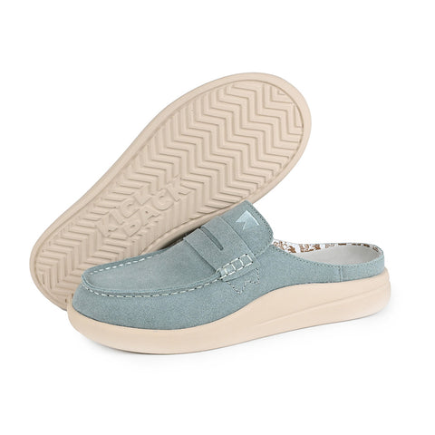 KickBack Frenchy Moonstone Blue Suede Womens Slip On Mules
