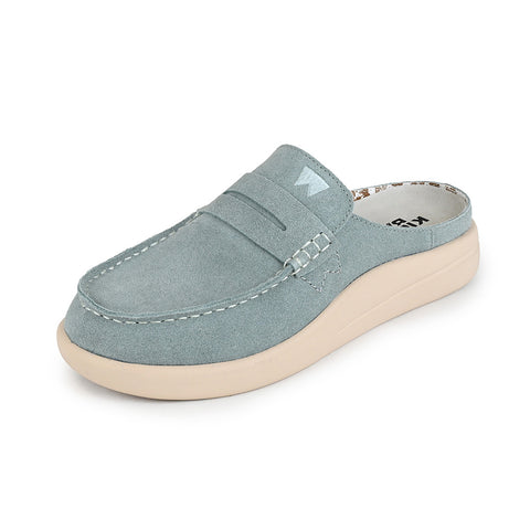 KickBack Frenchy Moonstone Blue Suede Womens Slip On Mules