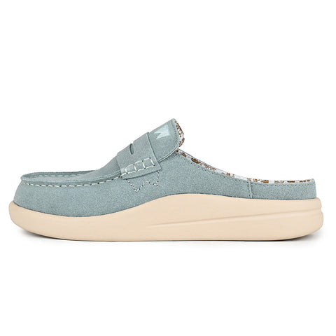 KickBack Frenchy Moonstone Blue Suede Womens Slip On Mules