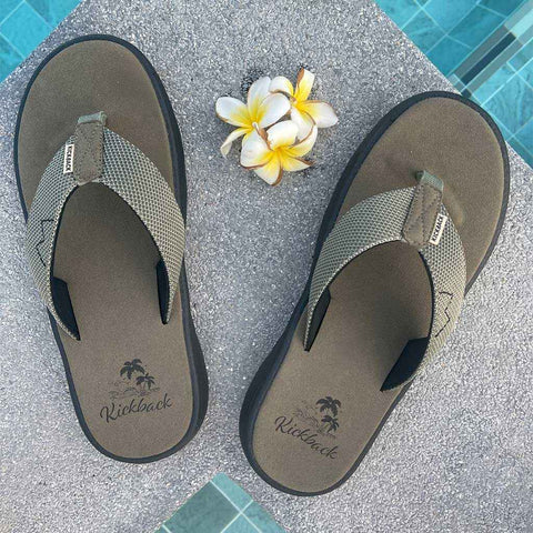 KickBack Koloa Khaki Black Mesh Mens Flip Flops