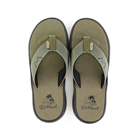 KickBack Koloa Khaki Black Mesh Mens Flip Flops
