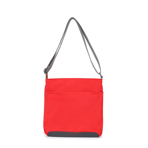 Roka Kennington B Medium Chilli Oil Recycled Canvas Cross Body Bag