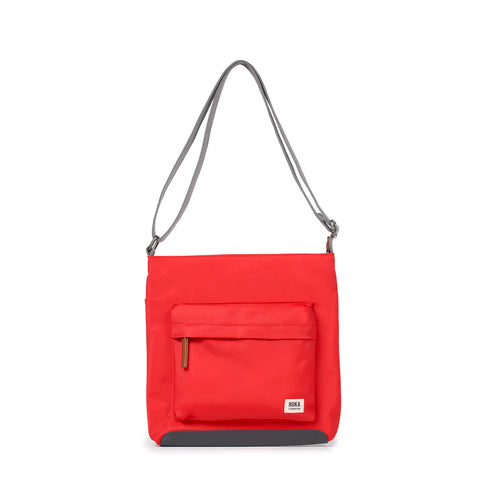 Roka Kennington B Medium Chilli Oil Recycled Canvas Cross Body Bag