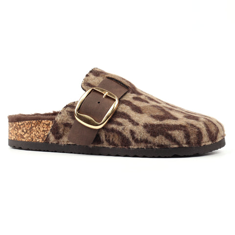 Lunar Oakley Ocelot Womens Clog Style Mule Slippers