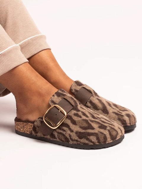 Lunar Oakley Ocelot Womens Clog Style Mule Slippers