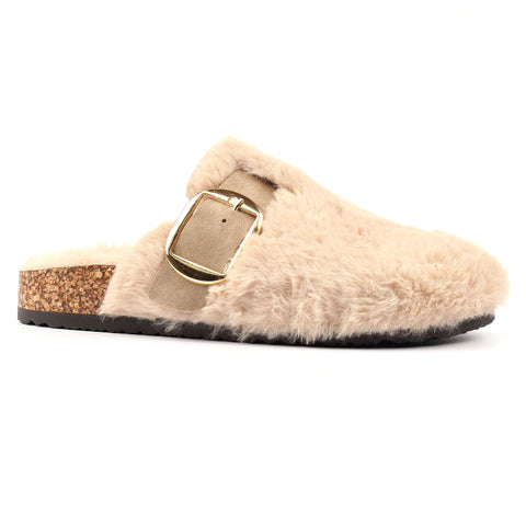 Lunar Rhianna Beige Womens Clog Style Mule Slippers
