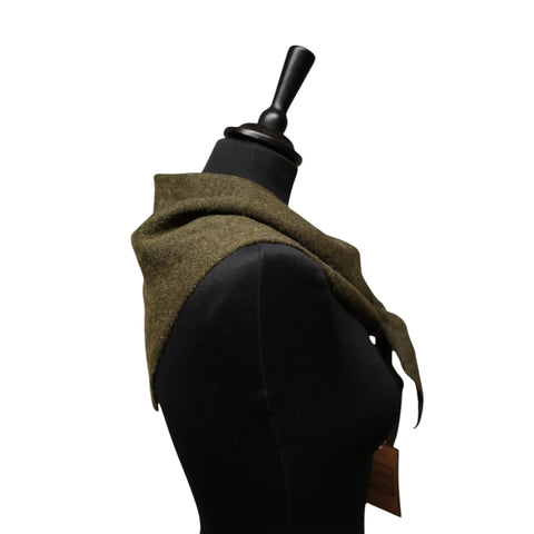 Jess and Lou Khaki Midweight Cosy Knit Triangle Scarf