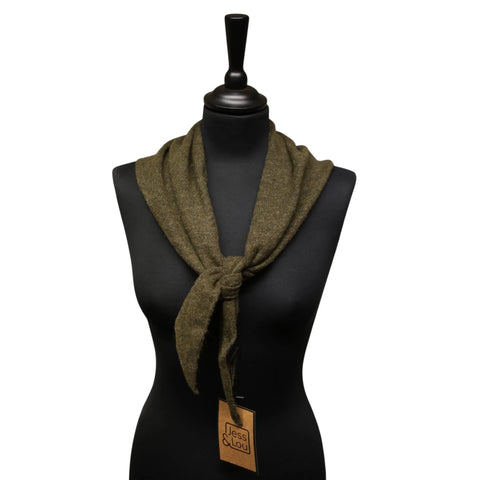 Jess and Lou Khaki Midweight Cosy Knit Triangle Scarf