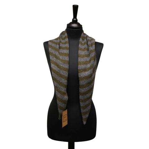 Jess and Lou Khaki/Grey Midweight Cosy Knit Triangle Scarf