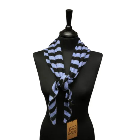 Jess and Lou Cornflower/Black Midweight Cosy Knit Triangle Scarf