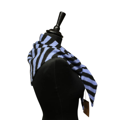 Jess and Lou Cornflower/Black Midweight Cosy Knit Triangle Scarf