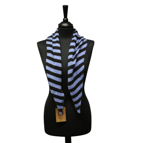 Jess and Lou Cornflower/Black Midweight Cosy Knit Triangle Scarf