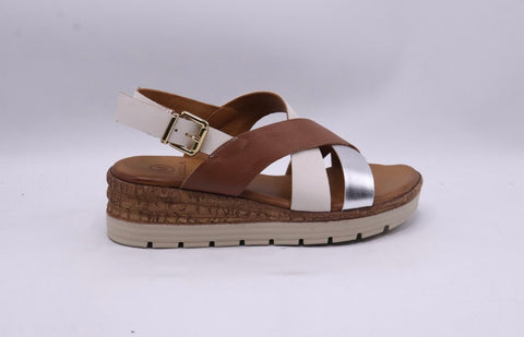 Modella Kendal Silver Multi Womens Leather Crossover Sandals