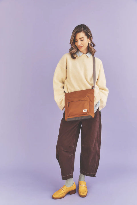 Roka Kennington B Medium Biscuit Recycled Nylon Cross Body Bag