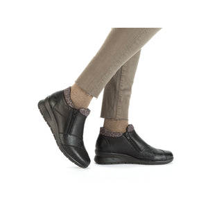 Rieker L4881-01 Black Leopard Womens Casual Comfort Ankle Boots