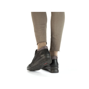Rieker L4881-01 Black Leopard Womens Casual Comfort Ankle Boots