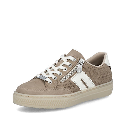 Rieker L5903-20 Camel Off White Womens Casual Comfort Lace Up Trainers