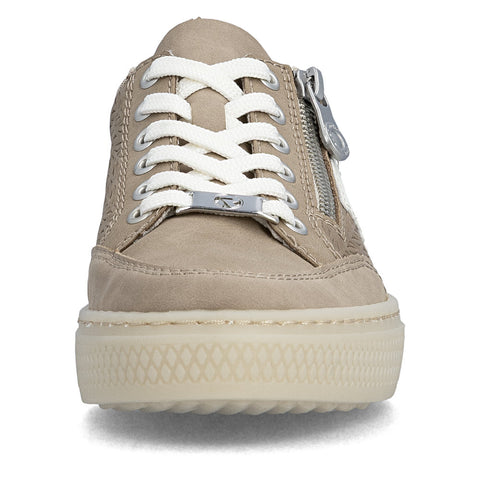 Rieker L5903-20 Camel Off White Womens Casual Comfort Lace Up Trainers