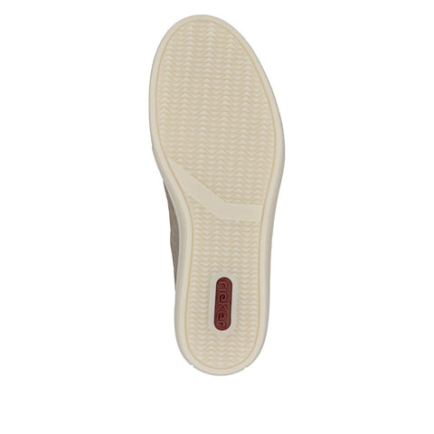Rieker L5903-20 Camel Off White Womens Casual Comfort Lace Up Trainers