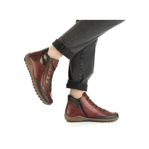 Rieker L7500-35 Wine Red Womens Casual Comfort Zip/Lace Up Ankle Boots
