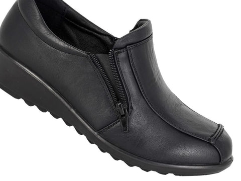 Boulevard L786A Black Womens Extra Wide Fit EEE Casual Smart Shoes