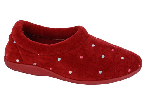 Sleepers LS803BD Sophie Burgundy Womens Velour Casual Comfort Slipper