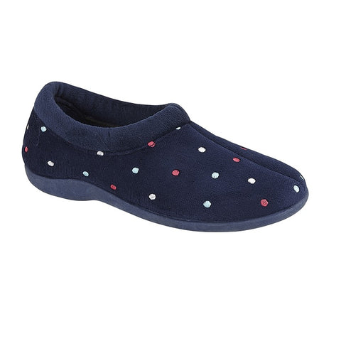 Sleepers LS803C Sophie Navy Womens Velour Casual Comfort Slipper