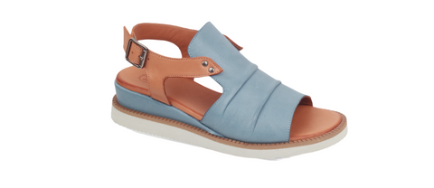 Modella Lyra Sky Blue Womens Leather Wedge Sandals