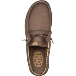 Hey Dude Wally Slip Canvas Walnut Mens Casual Comfort Canvas Mules Shoes