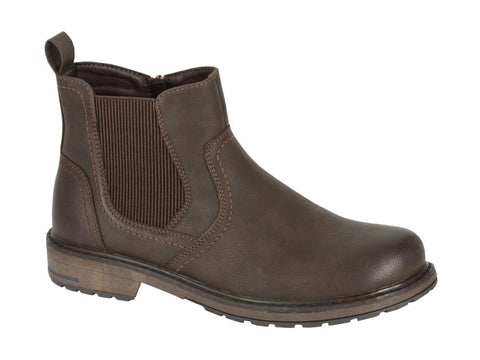 Route 21 M949DB Dark Brown Mens Zip Up Ankle Boots