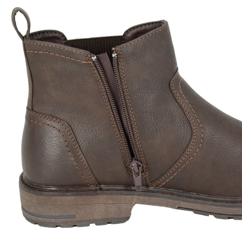 Route 21 M949DB Dark Brown Mens Zip Up Ankle Boots
