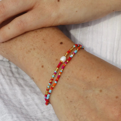 Pineapple Island MONP12 Senja Pink Golden Hour Beaded Bracelet