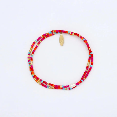 Pineapple Island MONP12 Senja Pink Golden Hour Beaded Bracelet