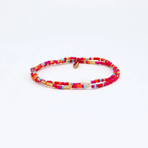 Pineapple Island MONP12 Senja Pink Golden Hour Beaded Bracelet
