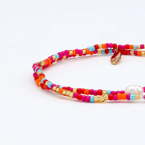 Pineapple Island MONP12 Senja Pink Golden Hour Beaded Bracelet