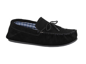 Mokkers MS245A Black Mens Suede Moccasin Slippers