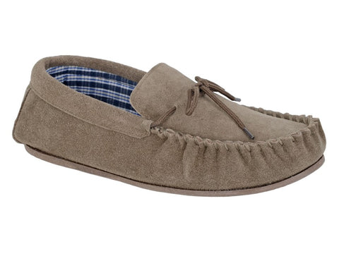 Mokkers MS245S Taupe  Mens Suede Moccasin Slippers