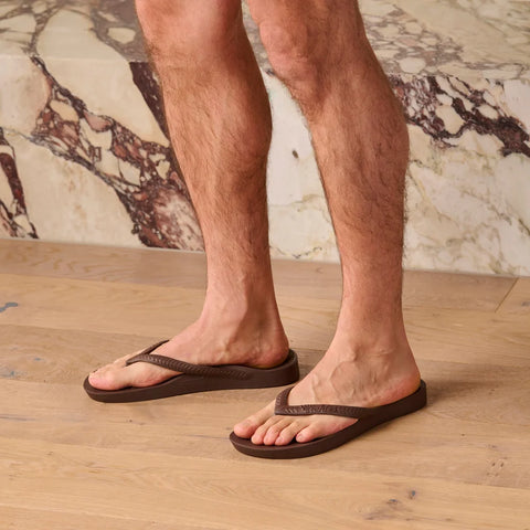 Archies Classic Brown Mens Womens Arch Support Flip Flops