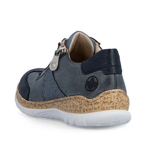 Rieker N4221-14 Pazific Light Blue Womens Casual Comfort Zip Up Lace Up Shoes