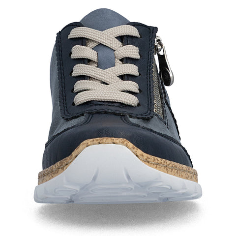 Rieker N4221-14 Pazific Light Blue Womens Casual Comfort Zip Up Lace Up Shoes
