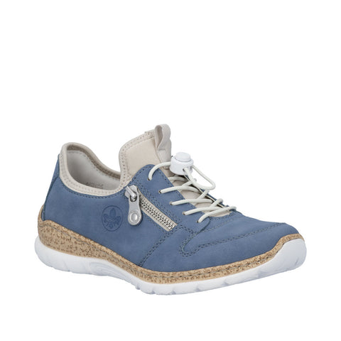 Rieker N42G0-14 Indigo Womens Casual Comfort Slip On Toggle Lace Shoes