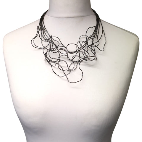 Jess And Lou Multi Strand Gun Metal Necklace NK190GM - Hypoallergenic, Nickel Free Elegance