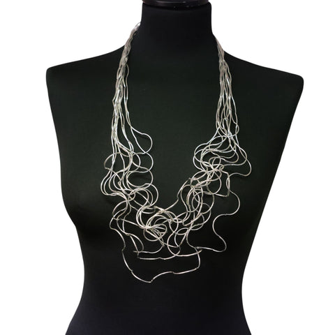 Jess and Lou Statement Silver-Coloured 90 cm Long Necklace - Hypoallergenic & Nickel Free NK212S