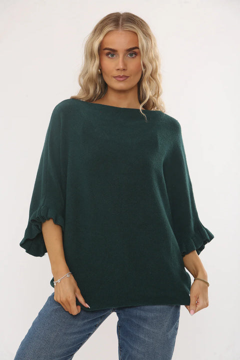 Sasa Frill Sleeve Jumper Emerald