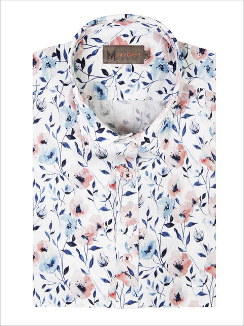 Mish Mash 2293 Nebular White and Multi Mens Short Sleeve Shirt