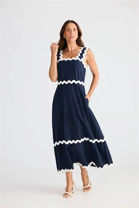 Brave + True Marlo Midi Dress Navy BT25424
