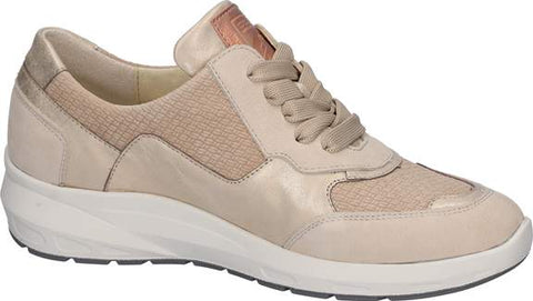 Waldlaufer 831004 500 698 M-Tonia Ausi Fume Master Gio Perl Lightgold Sand Womens M Fitting Zip Up Lace Up H Fitting Leather Trainers