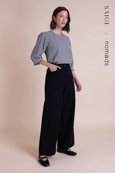 Saige Cotton Drill Wide Leg Jeans PD1118BLK Black